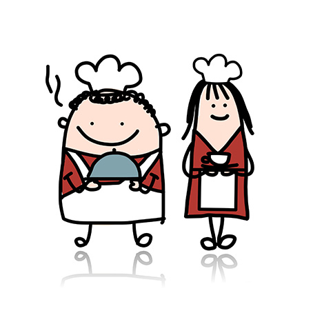 30510792 - chief cook with assistant girl, cartoon for your design